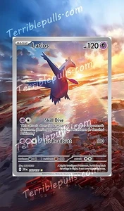 Pokemon Extended Art Insert for RAW card with BLK Case- Latios 203 - Picture 1 of 2