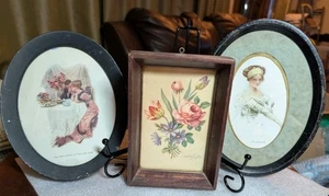 Lot 3  Antique Framed Lithographs Signed Romantic Themed - Picture 1 of 11