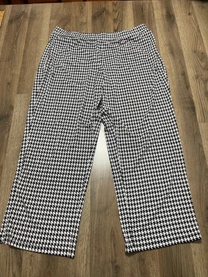 Pantalones Susan Graver, para mujer grandes pequeños, negro blanco, pata de gallo a cuadros, tobillo Foto 1 de 4