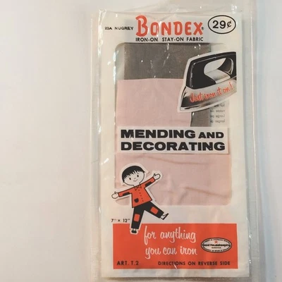 Bondex Iron On Fabric Patches Mending Decorating Pink Gray Vintage - Image 1 of 4