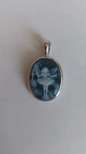 Tolle Clip-Anhänger 925 Silber Rhod. mit Achat Kamee "Flower  Fairy"aus Nachlass - Bild 1 von 7