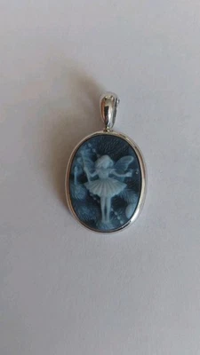 Tolle Clip-Anhänger 925 Silber Rhod. mit Achat Kamee "Flower  Fairy"aus Nachlass - Bild 1 von 4