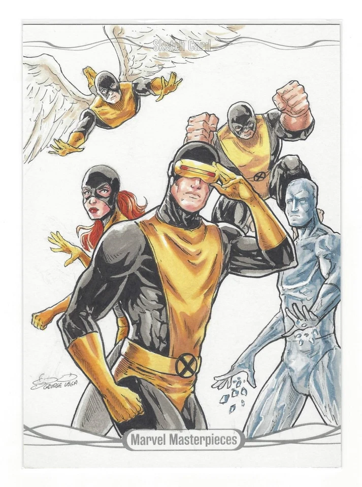 2023 Marvel Masterpieces XL Sketch Original X-men Team by George Vega BIG 2024 - Image 1 of 3