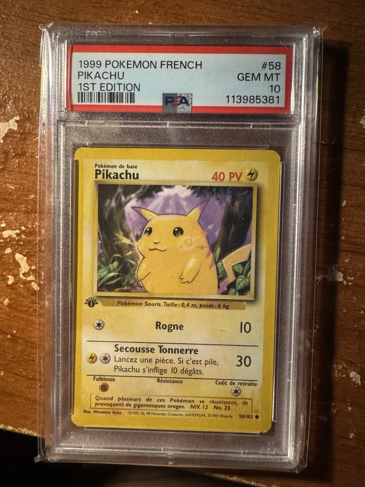 Pikachu 1st Edition Base Set 58/102 PSA 10 Gem Mint French - Image 1 of 2