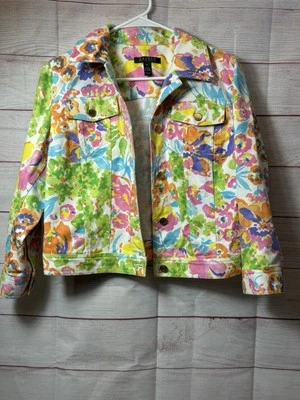 Chaqueta Vaquera Lauren Ralph Lauren Talla Med Multicolor Floral Chic Abotonada Foto 1 de 4