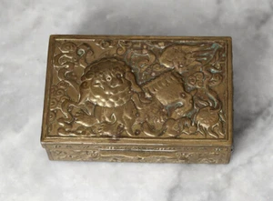 Antique CHINA brass Foo dog box - Picture 1 of 6
