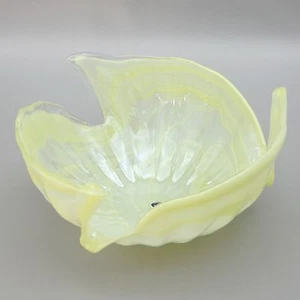 Vtg Murano 12" Diameter Swirl Glass Lavorazione Arte Sculpture Bowl Yellow Italy - Picture 1 of 12