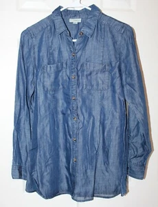 J. JILL DENIM Blue Lyocell Button-Front LS Casual Shirt Women's Size XS Petite - Picture 1 of 10