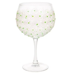 Sunny By Sue Green Swirl Decorated Gin Balloon Glass Gift Boxed - Picture 1 of 1