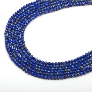 Natürlicher Lapislazuli Edelstein Perlen 13 Zoll Strang 2 mm facettierte runde Form - Bild 1 von 5
