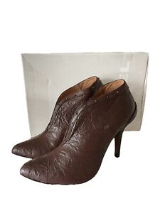 Diesel Heels Boots UK 4 Embossed Leather Cowgirl Rose On Fire Helenae RRP £175