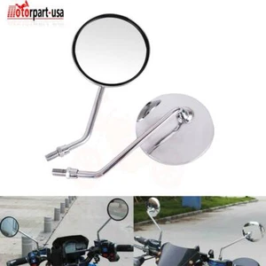 Espejos retrovisores redondos laterales cromados de 10 mm para Honda Suzuki Yamaha - Imagen 1 de 12