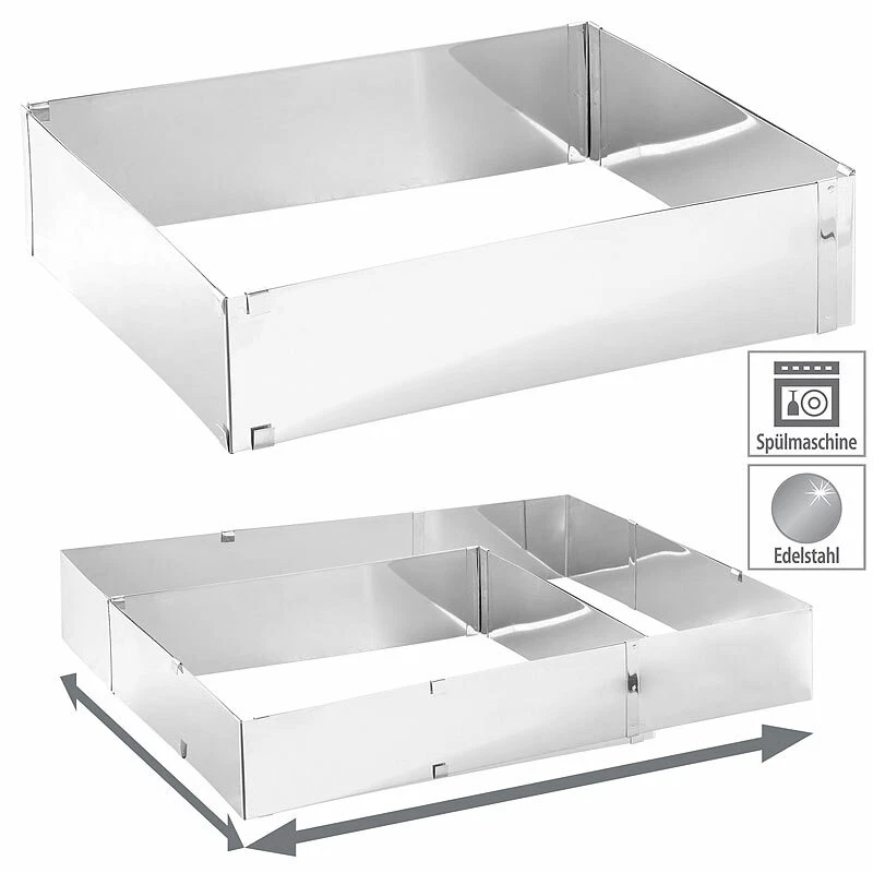 Edelstahl-Backrahmen, rechteckig, verstellbar auf maximal 47 x 38 cm - Bild 1 von 4