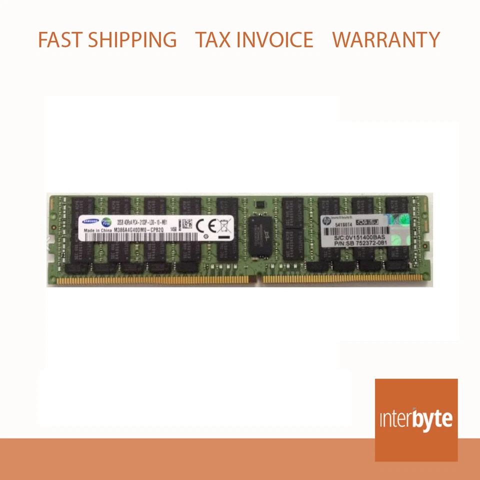 HP 32GB 2RX4 PC4-2133P-R MEMORY DDR4  774175-001 728629-B21 752370-091 G9 Gen9 - image 1 of 1
