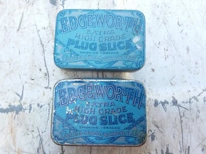 2 Vintage Edgeworth Plug Slice Pocket Tabakdosen Werbung Deko Sammeln Rauch - Bild 1 von 4