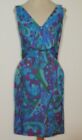 1960's Blue Printed Silk Dress Sm 