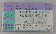 AHL 1993 10/17 Hamilton Canucks at Rochester Americans Hockey Ticket Stub