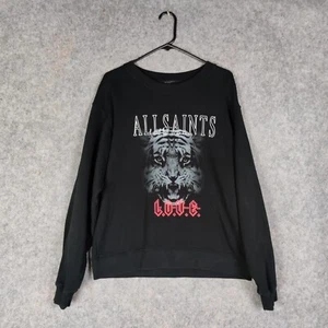 Allsaints Sweatshirt Womens Size Medium Black Logo Tiger Grunge Clavo Demi - Picture 1 of 11