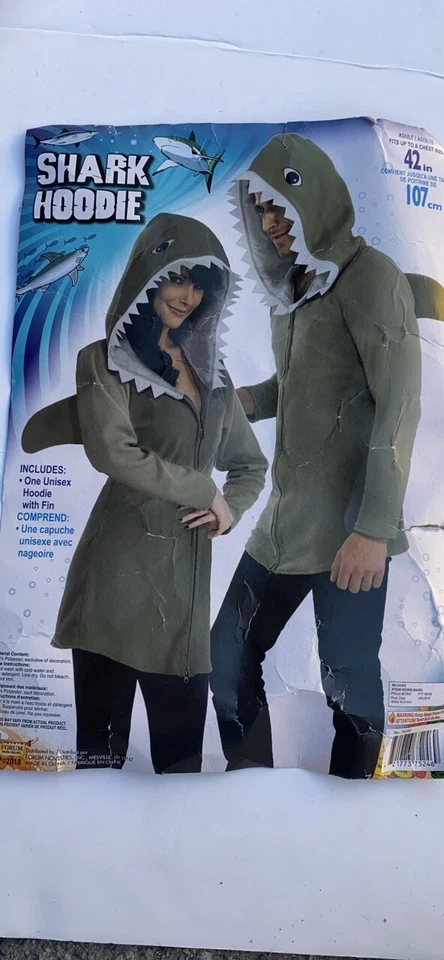 Fantasia Forum Novelties com capuz tubarão adulto ajuste até o tamanho 42 - Imagem 1 de 4