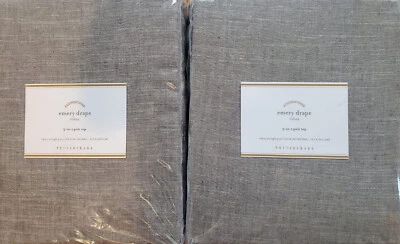 2 cortinas superiores Pottery Barn EMERY 3 en 1 poste ~ 50" x 96" ~ GRIS (GRIS) Foto 1 de 2