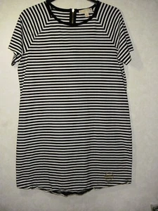 Vestido Michael Michael Kors Mujer L Negro Blanco Rayas Redondo Manga Corta Raglán - Imagen 1 de 10