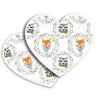 2x Heart Shape Vinyl Stickers Woodland Animals Fox Racoon #170935