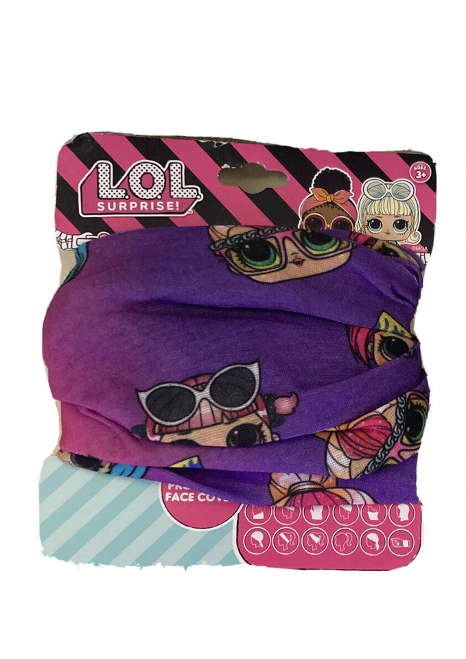 LOL Surprise Protective Face Cover Headband Washable Reusable 12 Ways Ages 3