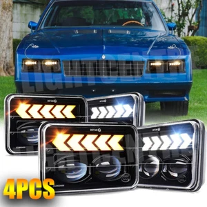 4Pcs 4x6" LED Headlights Hi-Lo DRL Turn Lamps for Chevrolet Monte Carlo Camaro - Picture 1 of 9