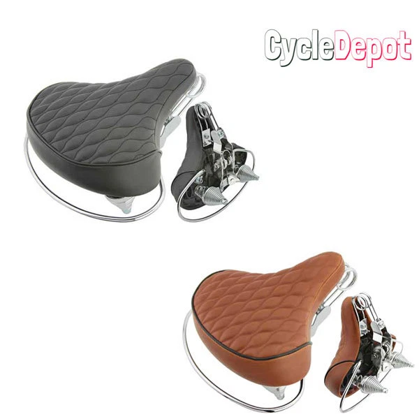 Asiento de bicicleta Cruiser de alta resistencia cosido con diamante Velo Web Spring Bike Foto 1 de 1