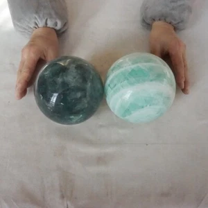 Bola esfera cristal cuarzo fluorita arco iris natural 10,9 lb 2 piezas pulida curación - Imagen 1 de 12