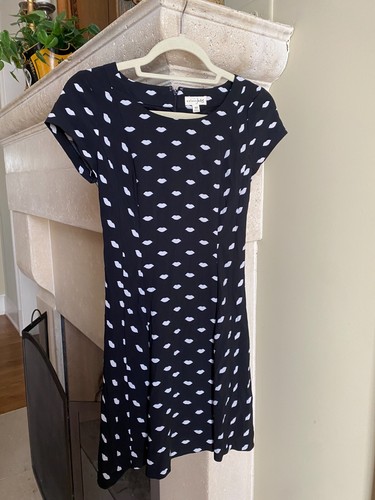 VALENTINO NWT Maison Jules Black and White Lip Print Fit and Flare Dress XS Valentines