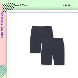 French Toast Youth Boy's 2-Pack Performance Uniform Shorts, Navy, 7 - Picture 1 of 2