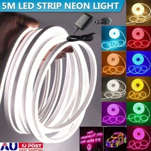 12V 5M LED Neon Flex Lights 3528 Waterproof Light Strip Flexible Bar Sign Lamp - Picture 1 of 29