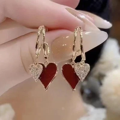Nuevos elegantes pendientes corazón rojo Foto 1 de 3