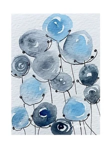 "Pintura de tarjeta de coleccionista de arte abstracto Aceo original de Kenna 2,5"" X 3,5"" firmada" - Imagen 1 de 3