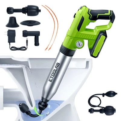 Êmbolo de vaso sanitário elétrico resistente, ferramentas removedoras de entupimento de drenagem, ar de alta pressão... - Imagem 1 de 4