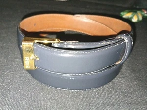 Ralph Lauren grauer Ledergürtel goldfarbene Schnalle Gr. M Vintage gebraucht - Bild 1 von 8