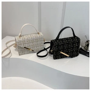 Fashion Plaid Woven Texture Handheld Small Bag For Women With Trendy Design For - Picture 1 of 12