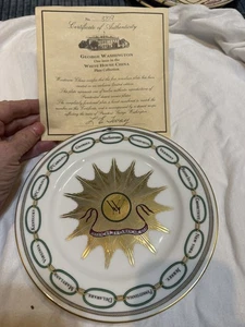 White House Dessertteller George Washington Presidential COA Woodmere China #3819 - Bild 1 von 6