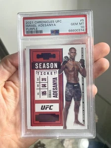2021 Panini Chronicles UFC ISRAEL ADESANYA PURPLE SEASON TICKET /49 Psa 10 Pop 1 - Bild 1 von 8