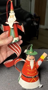 Vintage Ornament Santa Nut Cracker Tin Red Green Gold Christmas - Picture 1 of 15