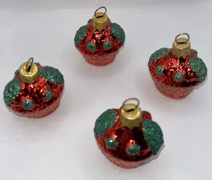 Vintage Glass Christmas Ornaments Mouth Blown Poland Hand Decorated Glitter - Picture 1 of 6