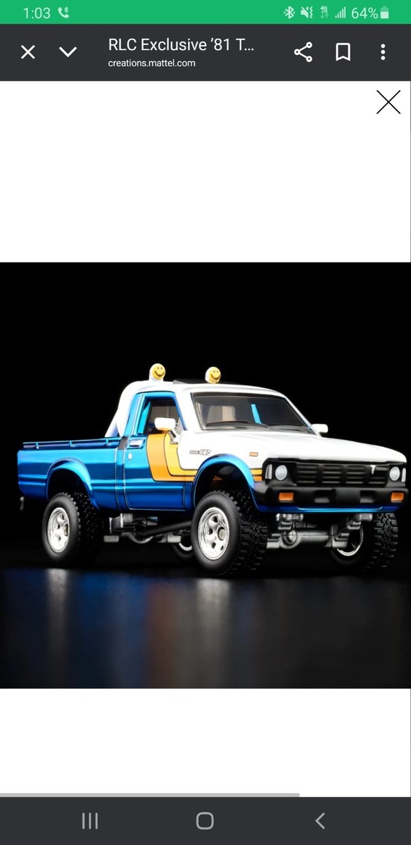 1981 TOYOTA SR5 4WD HotWheels RLC Toyota Blue Diecast & Toy Pickup