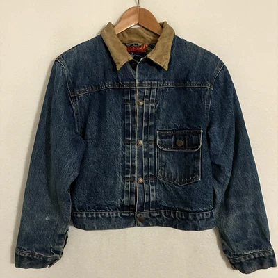 Vtg Ralph Lauren Denim Jacket Women Size 8 Corduroy Floral Line Buckle Back READ - Image 1 of 4