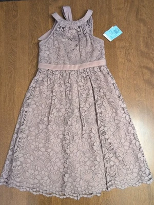 NEW David's Bridal Girl's Special Occasion Formal Lace Dress 10 Lavender Purple  - Image 1 of 4