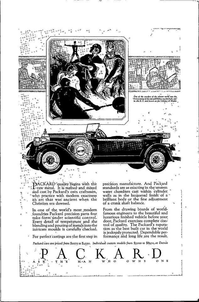 Coche efímero Packard 1928 automóvil anuncio impreso vintage transporte Foto 1 de 1