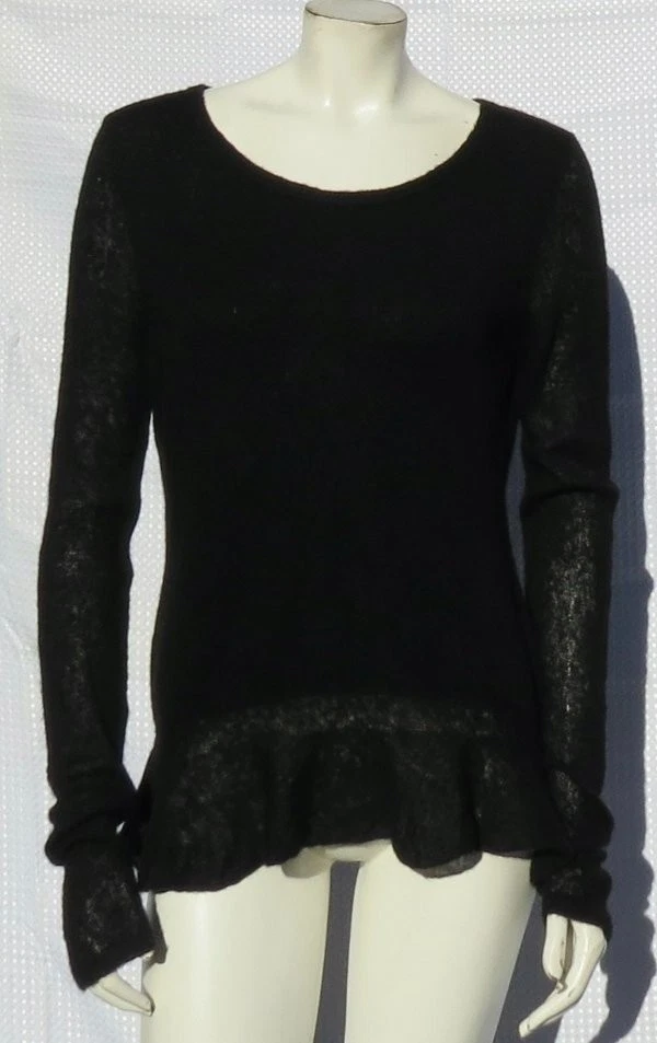 $184 Peruvian Connection US Women’s M L Black Baby Alpaca Audley Peplum Sweater - Image 1 of 4