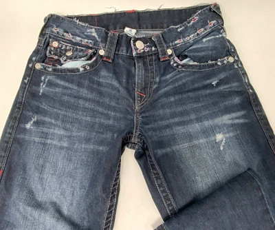 JEANS TRUE RELIGION RN#112790 CA#57414 30X34 Ropestitch solapa recta desgastada Foto 1 de 4