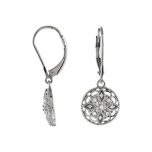 Vintage Style Diamond Flower Earrings in Sterling Silver - Picture 1 of 3