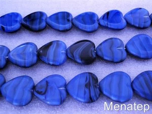 10 15 x 15 mm Tschechische Glas Fenster Herz Perlen: Marine/Schwarz - Bild 1 von 1